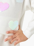 Juniors White Knitted Heart Sequins Shirt & Tights (Set Of 2) (Winter)