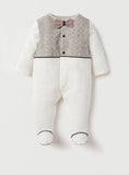 Giggles Grey Knitted Bow Sleepsuit (Winter)