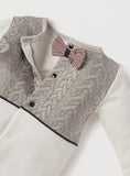 Giggles Grey Knitted Bow Sleepsuit (Winter)