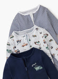 Juniors Beep beep Printed Sleepsuit with Zip Closure (Set of 3)