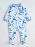 Juniors All Blue Dino Printed Pocket Sleepsuit