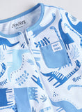 Juniors All Blue Dino Printed Pocket Sleepsuit