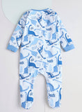 Juniors All Blue Dino Printed Pocket Sleepsuit