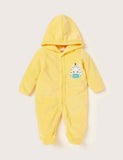Juniors Yellow Zebra Fleece Hooded Closedfeet Sleepsuit (Winter)