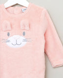Juniors Pink Fleece Cat Face Closedfeet Sleepsuit (Winter)