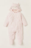 Juniors Pink Cat Hoody Padded Closedfeet Sleepsuit (Winter)