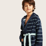 Junior Navy Stripped Bathrobe (Soft Towel Stuff)