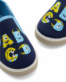 R&B navy Alphabets slip on shoes