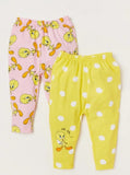 Juniors pink & yellow Tweety print legging (set of 2)
