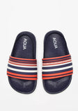 Aqua multi-stripe slides with backstrap