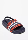 Aqua multi-stripe slides with backstrap