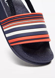 Aqua multi-stripe slides with backstrap
