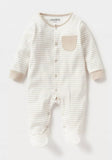 Juniors beige stripe pocket sleepsuit