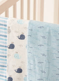 Juniors multi blue stripe flannel blankets (Pack of 3)