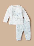 Juniors Dino Embroidered Shirt & Pyjama Set (Set Of 2)