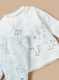Juniors Dino Embroidered Shirt & Pyjama Set (Set Of 2)