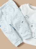 Juniors Dino Embroidered Shirt & Pyjama Set (Set Of 2)