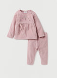 Juniors Pink Bear Ribbed Shirt & Pyjama Set (Set Of 2) (winter)
