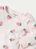 Juniors All Over Strawberry Printed Shirt & Pyjama Set (Set Of 2)