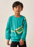 Juniors Teal Sweatshirt With Green Pocket fleece lined (shirt) (Winter)