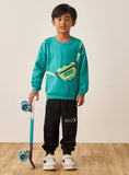 Juniors Teal Sweatshirt With Green Pocket fleece lined (shirt) (Winter)