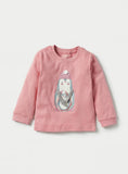 Juniors Pink Pengiun Bow Shirt & Pyjama Set (Set Of 2)