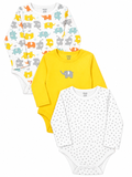 Max All Over Elephant Printed Fullsleeves Bodysuits (Set Of 3)