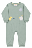 Juniors Green Dino Printed Openfeet Sleepsuit