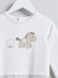 Juniors White Horse Printed Sleepsuit