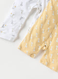 Juniors All Over Giraffe Printed Sleepsuit & Half Romper (Set Of 2)