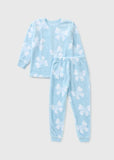 Matalan Blue All Over Bow Printed Fleece Shirt & Pyjama Set (Set Of 2)  (winter)
