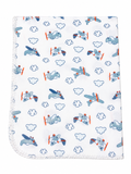 Juniors all over cloud & aeroplane printed fleece blanket