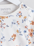 Juniors All Over Orange Flower Printed Shirt & Pyjama Set (Set Of 2)