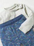 Juniors Colorful Cute Dino Printed Shirt & Pyjama Set (Set Of 2)