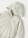 Juniors Panda Stripe Printed Fleece Lined Hooded Openfeet Zipped Sleepsuit (Winter)