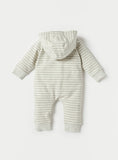 Juniors Panda Stripe Printed Fleece Lined Hooded Openfeet Zipped Sleepsuit (Winter)