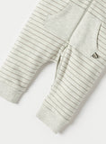 Juniors Panda Stripe Printed Fleece Lined Hooded Openfeet Zipped Sleepsuit (Winter)