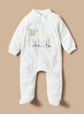 Juniors White Sheep Embroidered Fleece Sleepsuit (winter)