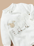 Juniors White Sheep Embroidered Fleece Sleepsuit (winter)