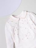 Giggles Flower Embossed Bear Embroidered Sleepsuit