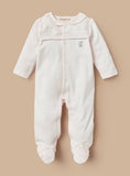 Giggles Pink Sleepsuit With Lace Detailing