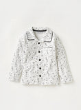 Juniors White Galaxy Printed Shirt & Pyjama Set (Set Of 2)