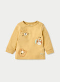 Juniors Mustard Animal Embroidered Shirt & Pyjama Set (Set Of 2)