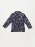 Juniors Navy Animal Printed Shirt & Pyjama Set (Set Of 2)