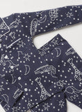 Juniors Navy Animal Printed Shirt & Pyjama Set (Set Of 2)
