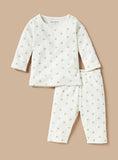 Juniors White All Over Palm Tree Printed Shirt & Pyjama Set (Set Of 2)