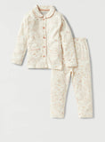 Juniors Cream All Over Floral Button Down Shirt & Pyjama Set (Set Of 2)