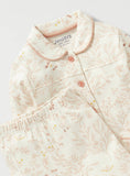 Juniors Cream All Over Floral Button Down Shirt & Pyjama Set (Set Of 2)