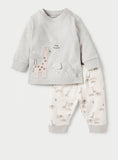 Juniors Hey There Giraffe & Elephant Embroidered Shirt & Pyjama Set (Set Of 2)