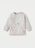 Juniors Hey There Giraffe & Elephant Embroidered Shirt & Pyjama Set (Set Of 2)